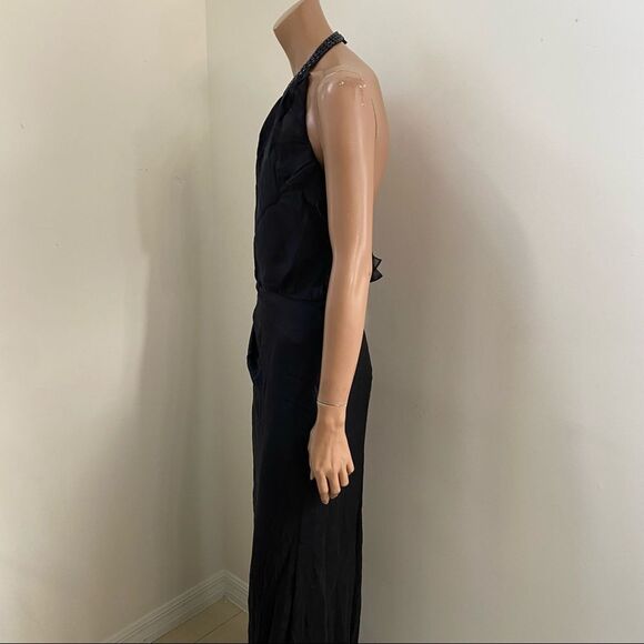 Carmen Marc Valvo Collection Black  Silk Maxi Gown 4 - Picture 7 of 11